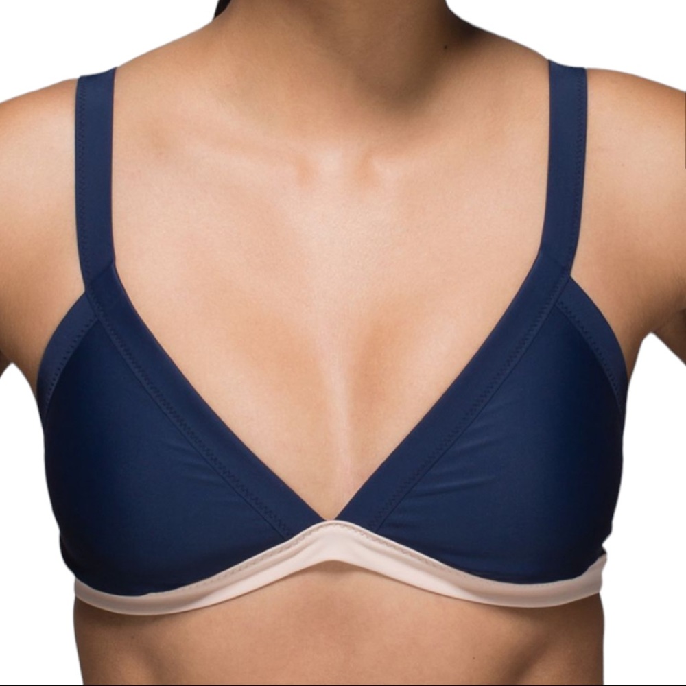 Lululemon Surf to Sand Triangle Bikini in Navy and Sand with Lime